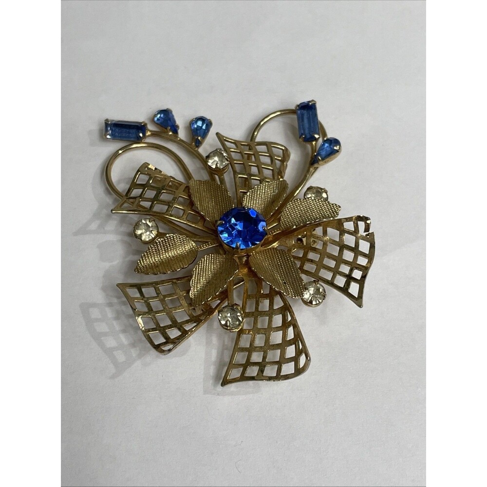 Vintage Demi Parue Brooch Blue Large READ